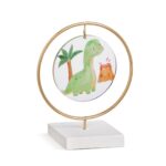 Κρεμαστή plexiglass παράσταση Dino σε γύψινη βάση με χρυσό κρίκο