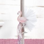 Λαμπάδα βάπτισης με ροζ flamingo