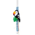 Λαμπάδα βάπτισης με γάζα σιέλ και toucan