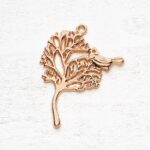 Μεταλλικό κρεμαστό δέντρο με πουλί σε rose gold