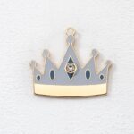 Μεταλλική κρεμαστή κορώνα σε χρυσό με γκρι-σιέλ σμάλτο