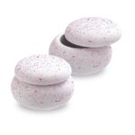 Γύψινη μπιζουτιέρα σε σχήμα macaron με ροζ πιτσιλιές