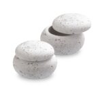 Γύψινη μπιζουτιέρα σε σχήμα macaron με ασημί πιτσιλιές