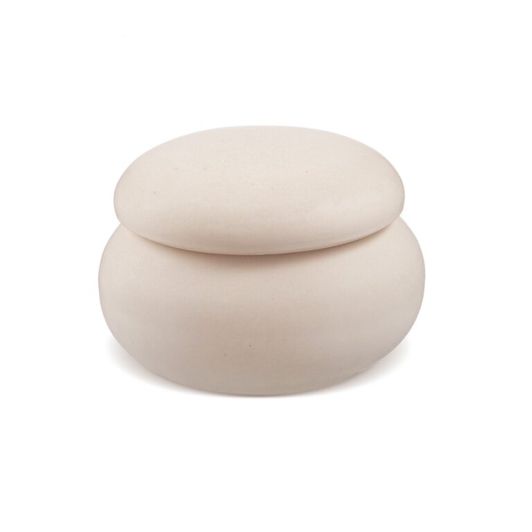 Γύψινη μπιζουτιέρα σε σχήμα macaron σε μόκα χρώμα