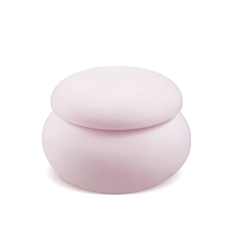 Γύψινη μπιζουτιέρα σε σχήμα macaron σε ροζ χρώμα