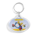 Ακρυλικό οβάλ μπρελόκ με τα Minions σε σιέλ
