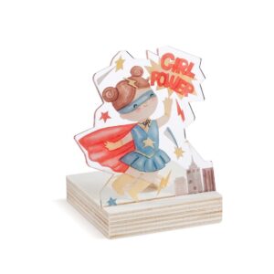 Ξύλινη βάση ρεσώ με plexiglass κοπτικό Super Girl Power