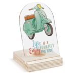 Ξύλινη βάση ρεσώ με plexiglass ένθετο βεραμάν βέσπας