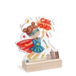 Ξύλινη βάση με θέμα Super Girl σε κοπτικό πλαίσιο plexi