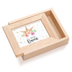 Ξύλινη κασετίνα με πλαίσιο plexiglass και κορώνα Little Quen