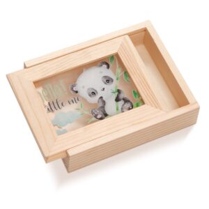 Ξύλινη κασετίνα με πλαίσιο plexiglass και panda με ευκάλυπτο