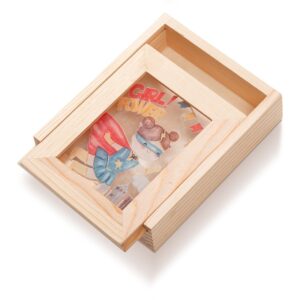 Ξύλινη κασετίνα με πλαίσιο plexiglass και Super Girl