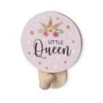 Ξύλινη κρεμάστρα τοίχου με ροζ κοπτικό little queen