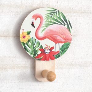 Ξύλινη κρεμάστρα τοίχου με κοπτικό flamingo