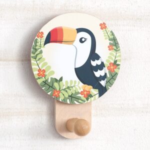 Ξύλινη κρεμάστρα τοίχου με κοπτικό toucan