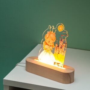 Ξύλινη βάση με LED φωτισμό και πριγκίπισσα με κάστρο
