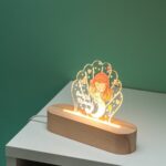 Ξύλινη βάση με LED φωτισμό και γοργόνα
