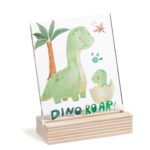 Ξύλινη βάση με καδράκι θέμα δεινοσαυράκι Dino