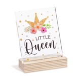 Ξύλινη βάση με καδράκι κορώνα Little Queen