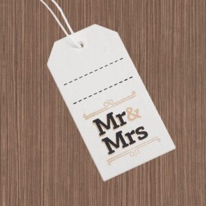 Ξύλινη ετικέτα με τύπωμα Mr & Mrs