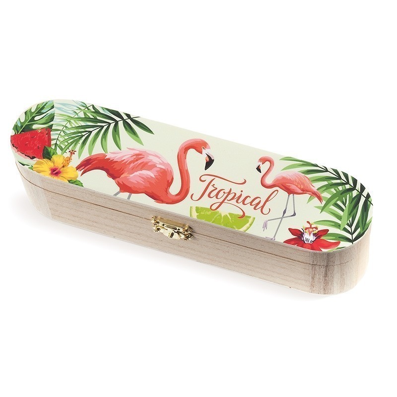 Ξύλινη_κασετίνα_Flamingo Ξύλινη κασετίνα με flamingo