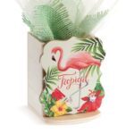 Ξύλινη μολυβοθήκη με κοπτικό flamingo