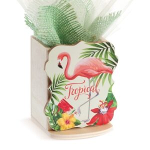 Ξύλινη μολυβοθήκη με κοπτικό flamingo