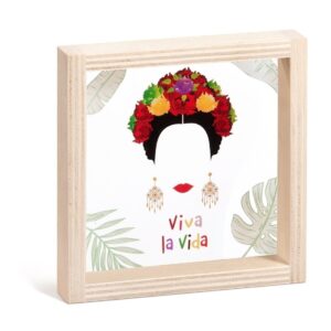 Ξύλινο καδράκι με παράσταση της Frida Kahlo