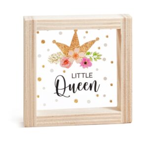 Ξύλινο καδράκι με κορώνα Little Queen