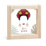 Ξύλινο καδράκι με παράσταση Frida Kahlo