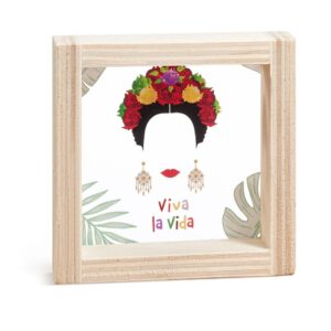 Ξύλινο καδράκι με παράσταση Frida Kahlo