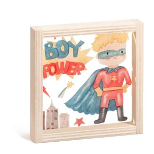 Ξύλινο καδράκι με παράσταση Super Boy Power