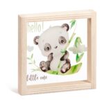 Ξύλινο καδράκι με παράσταση panda με ευκάλυπτο