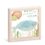 Ξύλινο καδράκι με παράσταση βυθού Keep the Ocean Clean