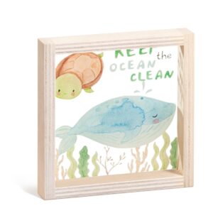 Ξύλινο καδράκι με παράσταση βυθού Keep the Ocean Clean