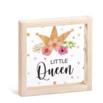 Ξύλινο καδράκι με παράσταση κορώνας Little Queen