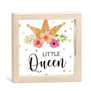 Ξύλινο καδράκι με κορώνα Little Queen
