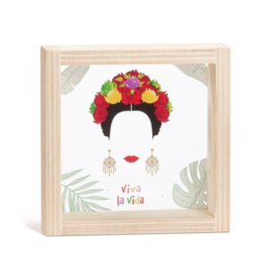 Ξύλινο καδράκι με παράσταση Frida Kahlo