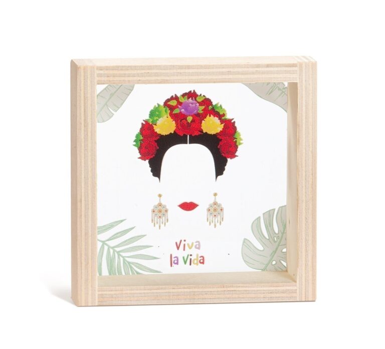 Ξύλινο καδράκι με παράσταση Frida Kahlo