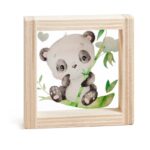 Ξύλινο καδράκι με panda και ευκάλυπτο