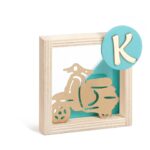 Ξύλινο καδράκι με μεταλλική χρυσή βέσπα