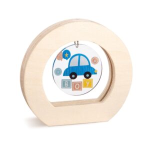 Ξύλινο οβάλ καδράκι με σιέλ αυτοκινητάκι