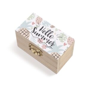 Ξύλινο σεντούκι με print Hello Summer