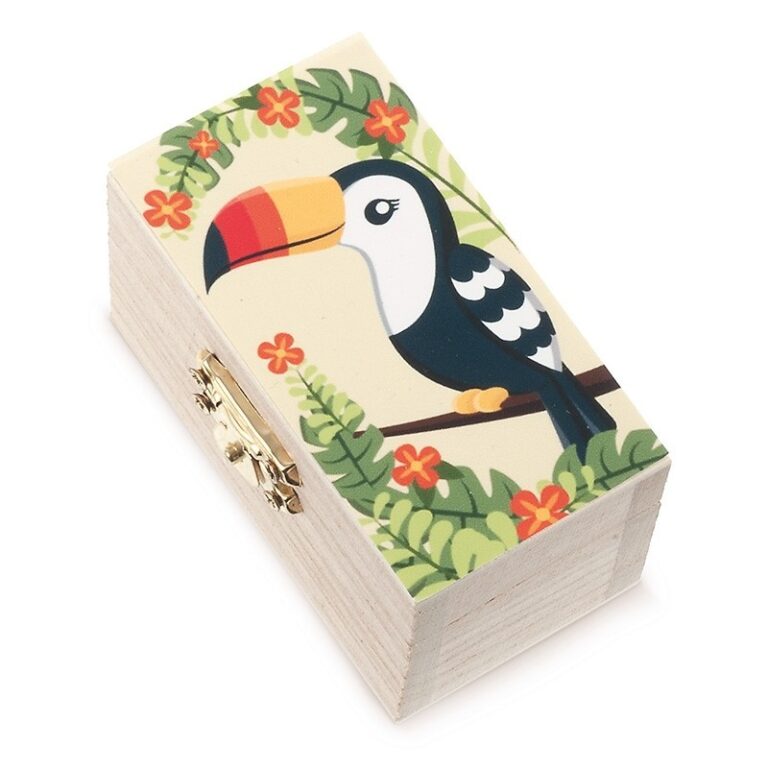 Ξύλινο σεντούκι με toucan