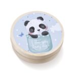 Ξύλινο στρογγυλό κουτάκι με αυτοκόλλητο panda