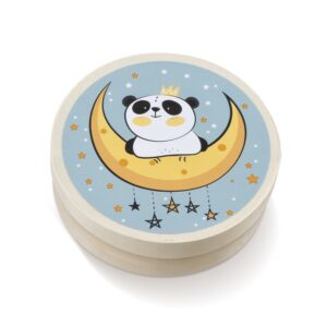 Ξύλινο στρογγυλό κουτάκι με θέμα το panda