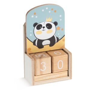 Ξύλινο ημερολόγιο με κύβους και κοπτικό panda