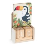 Ξύλινο ημερολόγιο με κύβους και κοπτικό toucan