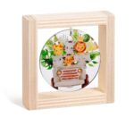 Ξύλινο καδράκι με plexiglass, θέμα ζωάκια της ζούγκλας σε safari