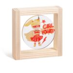 Ξύλινο καδράκι με plexiglass, θέμα Super Girl